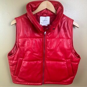 Anthropologie Cherry Red Puffer Vest XS Women's Vibrant Maximalist Colorful